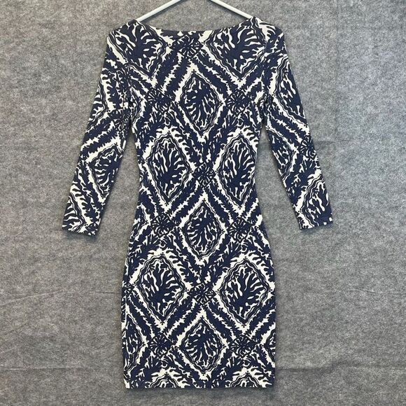 LILLY PULITZER Dress Supima Cotton Small Blue White Ophelia Onyx Reef Madness - Picture 11 of 15